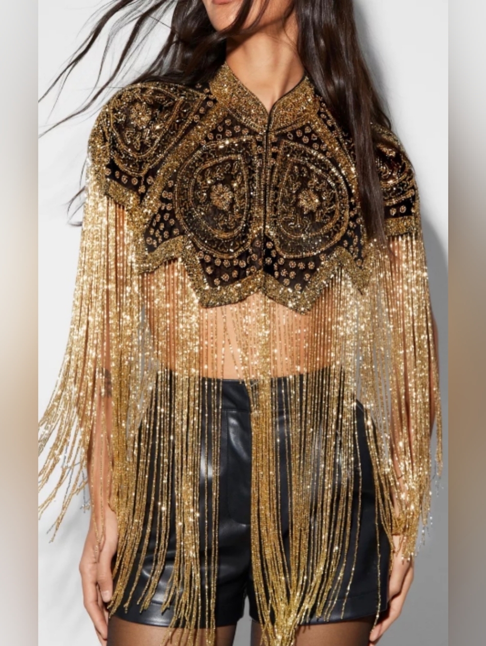 Nasty Gal Nwt Festival Rave Beaded Bolero M/L - Picture 5 of 11